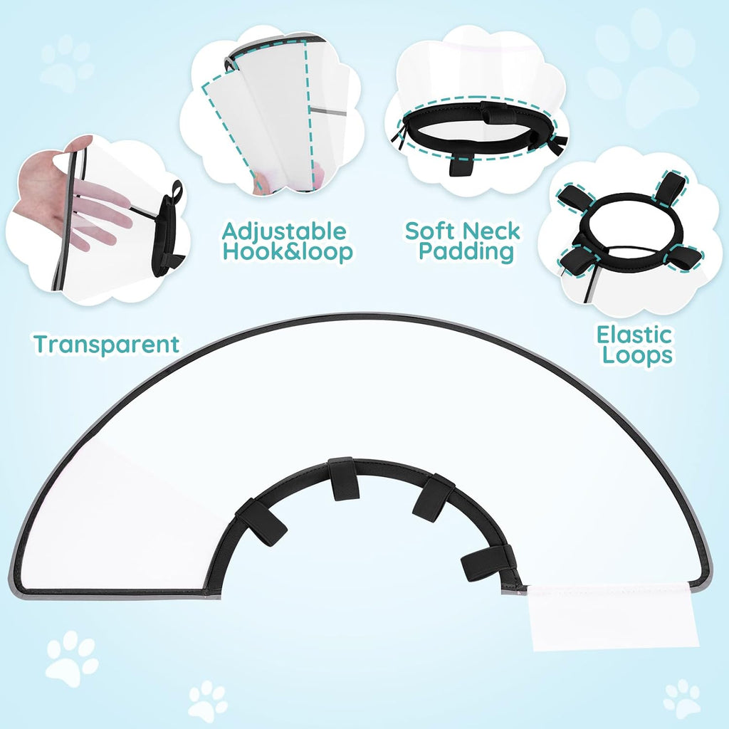 Transparent dog cone showing clear peripheral vision