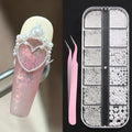 Belleboost flatback pearls and metal caviar beads nail art kit box front view