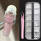 Belleboost flatback pearls and metal caviar beads nail art kit box front view