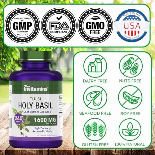 Tnvitamins Holy Basil 8 month supply bottle side profile