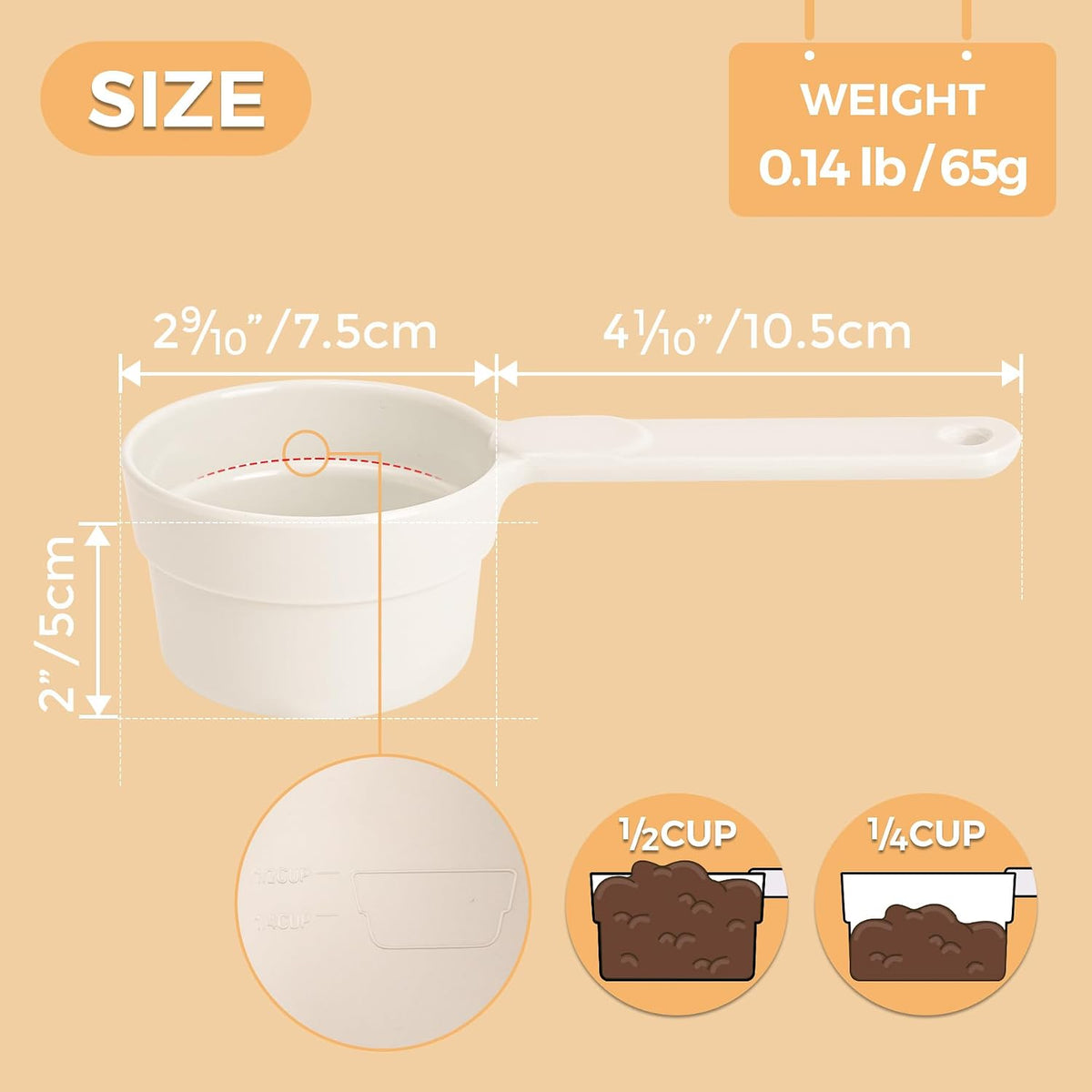 Msbc pet food measuring scoop with long handle
