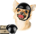 Enjoying black pet helmet for small dogs front view