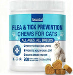 Asumtal flea and tick prevention for cats chicken flavor 200 soft chews front bottle view