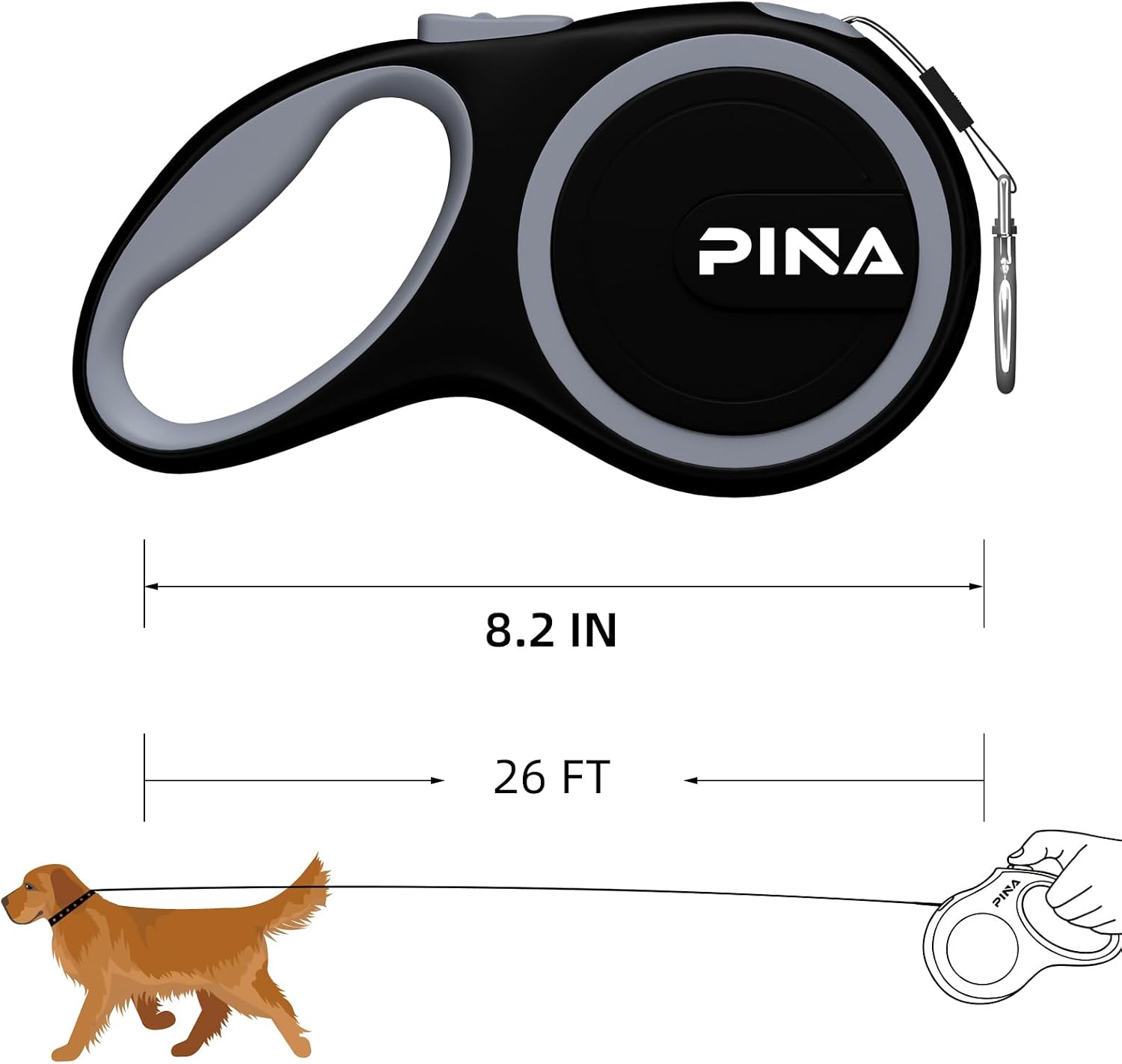 Pina heavy duty nylon tape leash showing reflective safety stitching