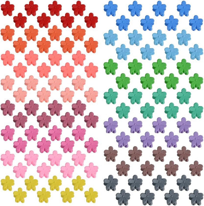 Yongdeli mini flower hair claw clips pack front view showing assorted colorful matte shades.