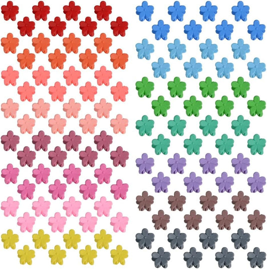 Yongdeli mini flower hair claw clips pack front view showing assorted colorful matte shades.