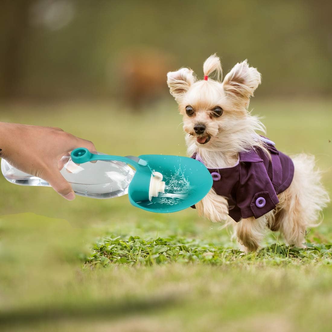 Tiovery pet travel hydration feeder showing the double sealing ring mechanism.