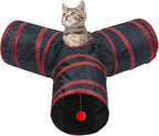 T-shape pet tunnel layout from an overhead view illustrating the multiple paths for indoor pet chasing games.