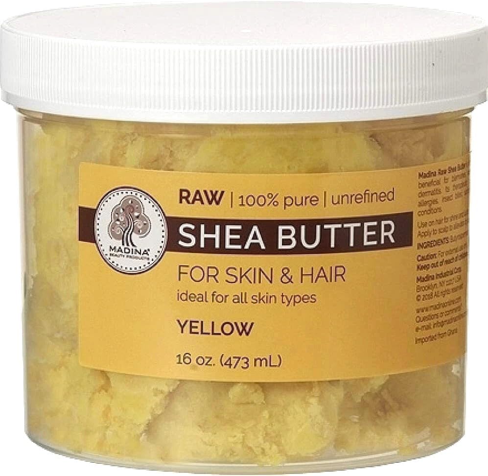 Aroma Depot raw unrefined yellow shea butter 16 ounce jar front view