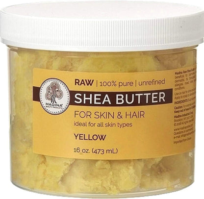 Aroma Depot raw unrefined yellow shea butter 16 ounce jar front view