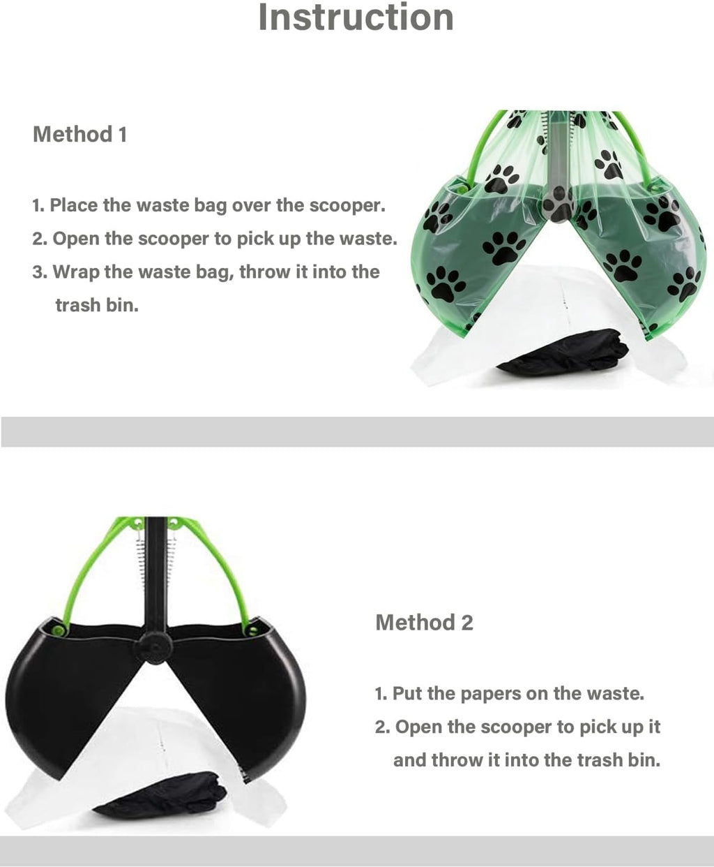 Premium imported double pack pet waste management tools side by side view