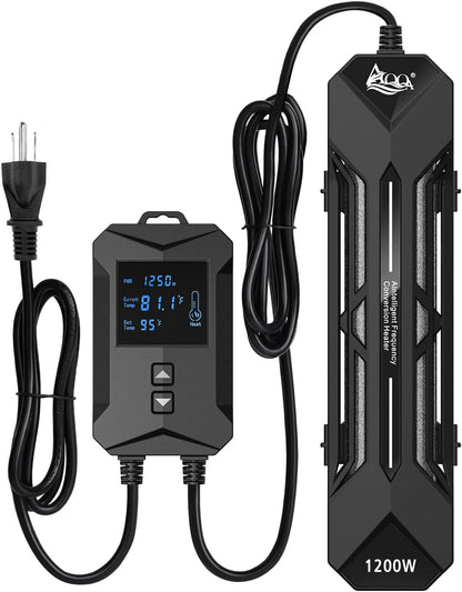 AQQA Aquarium Heater,64-95 degreesF Fast Heating Double Quartz Glass Tube Fish Tank Heater,High-definition LCD Controller Displays Real-time Power,Anti-dry and Over-temperature Protection (1400W 260-380 Gal) - Image 10