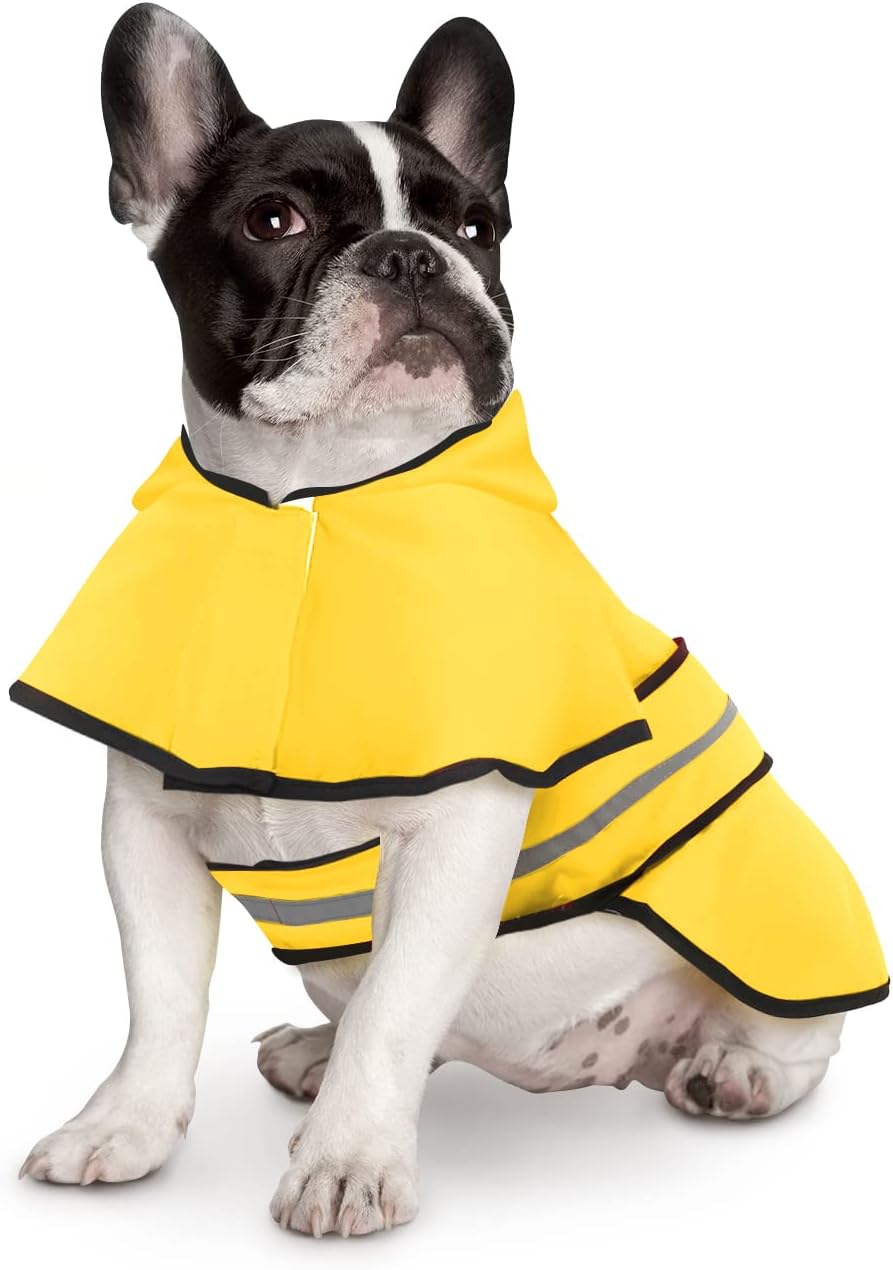 HDE waterproof pet jacket with gray reflective safety stripe