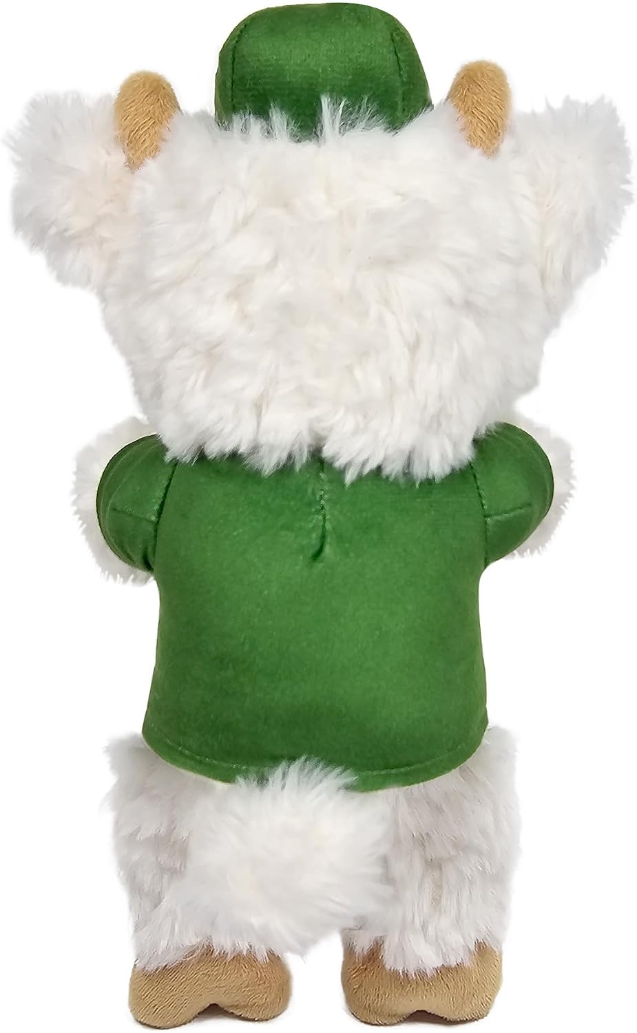 Squeaky goat shaped dog chew toy with embroidered logo details.