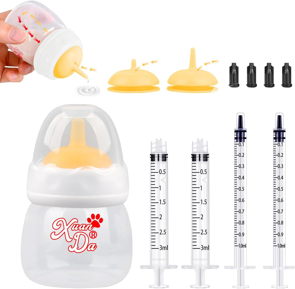 Pet Feeding Bottle and Syringes,60ml Nursing Bottle, 3 Sizes Nipples with Ventilation Valve Resistant Tearing Perfect for Puppies, Kittens, Small Wildlife (Blue) - Image 10