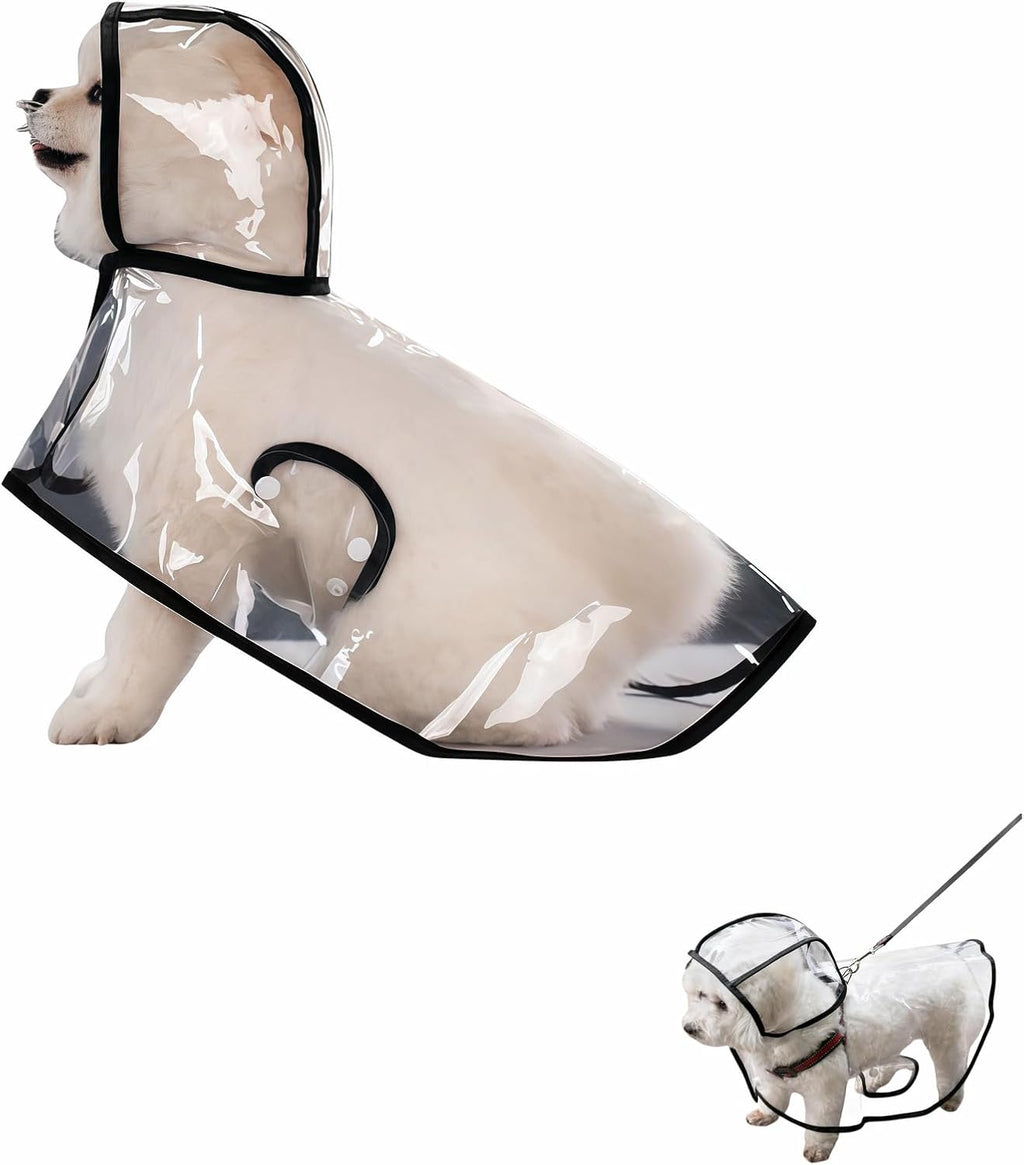 Btolin transparent dog rain poncho front view on small dog breed