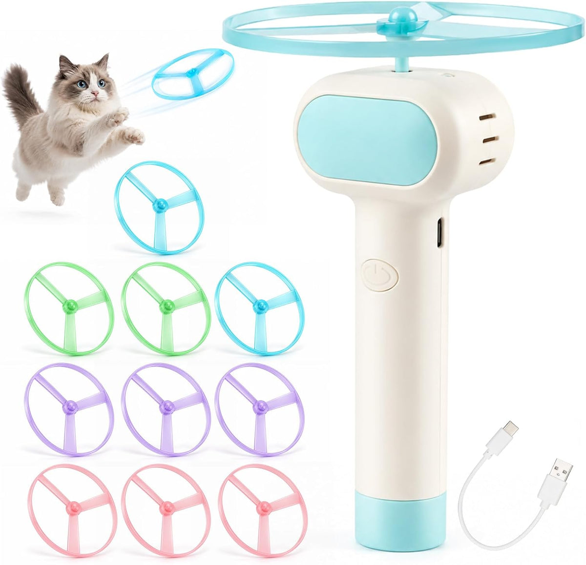 Cat Fetch Toy with Flying Disc Launcher, Rechargeable & Large-capacity - Image 10