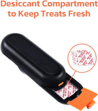 Clink Design award winning compact pet trainer being operated with one hand for positive reinforcement