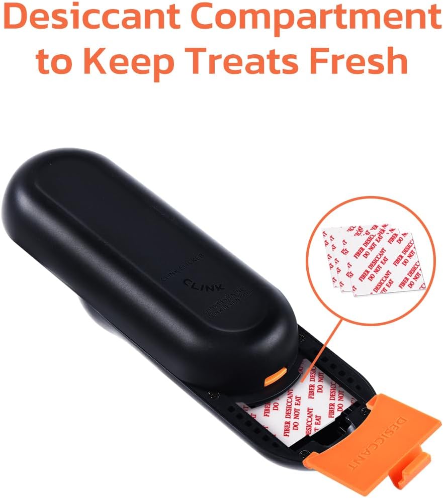 Clink Design award winning compact pet trainer being operated with one hand for positive reinforcement