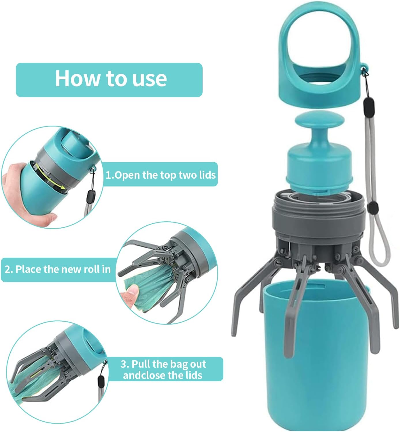 XPAPOV compact pet scooper tool highlighting the leak-proof waste storage container.