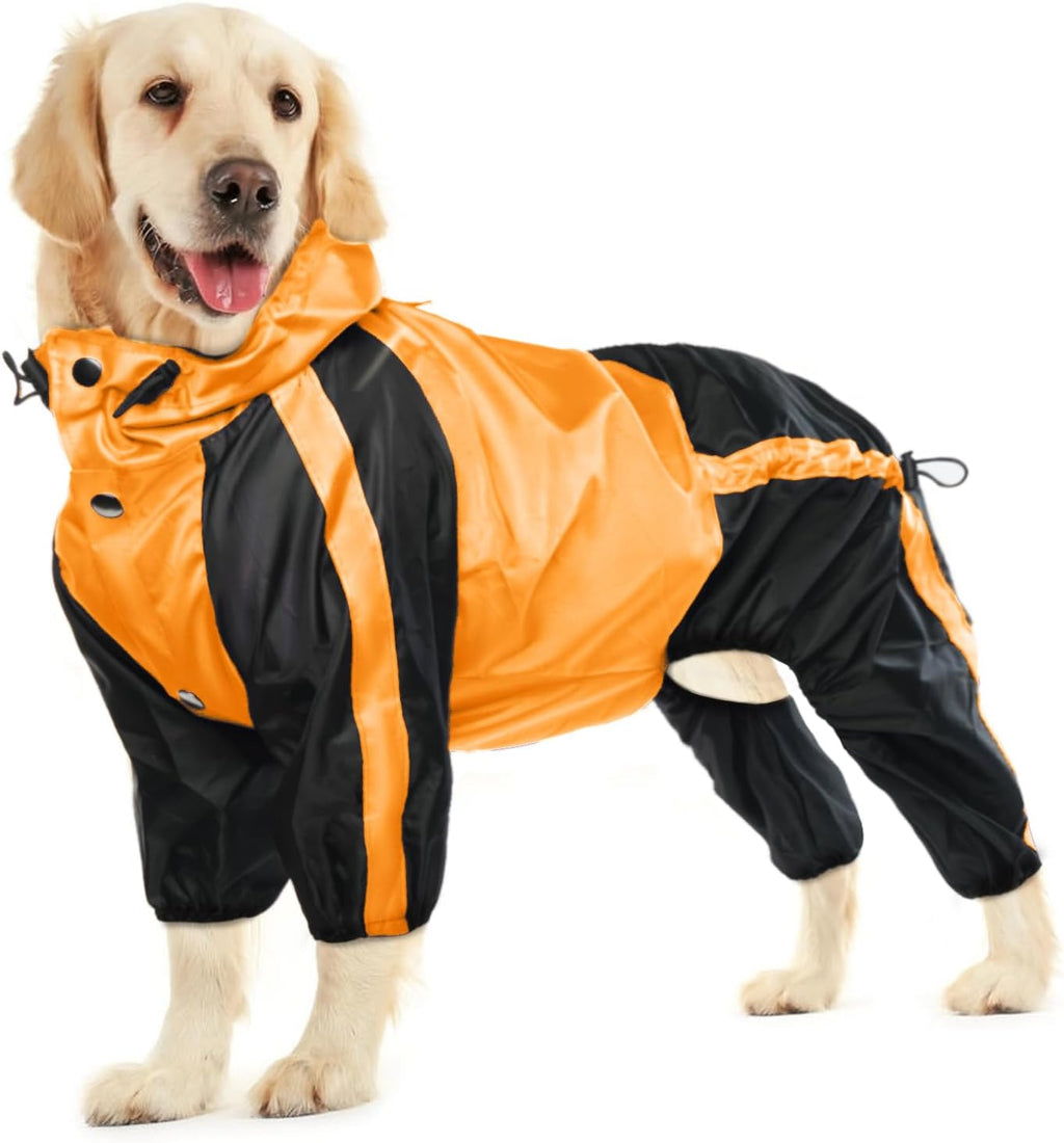 Foldable and portable green dog rain jacket for outdoor travel walks.