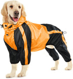 Foldable and portable green dog rain jacket for outdoor travel walks.