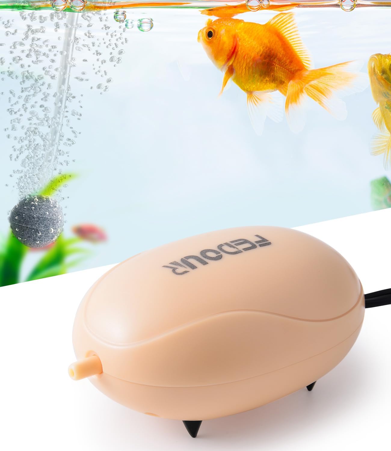 Fedour Mini Aquarium Air Pump front view showing compact design