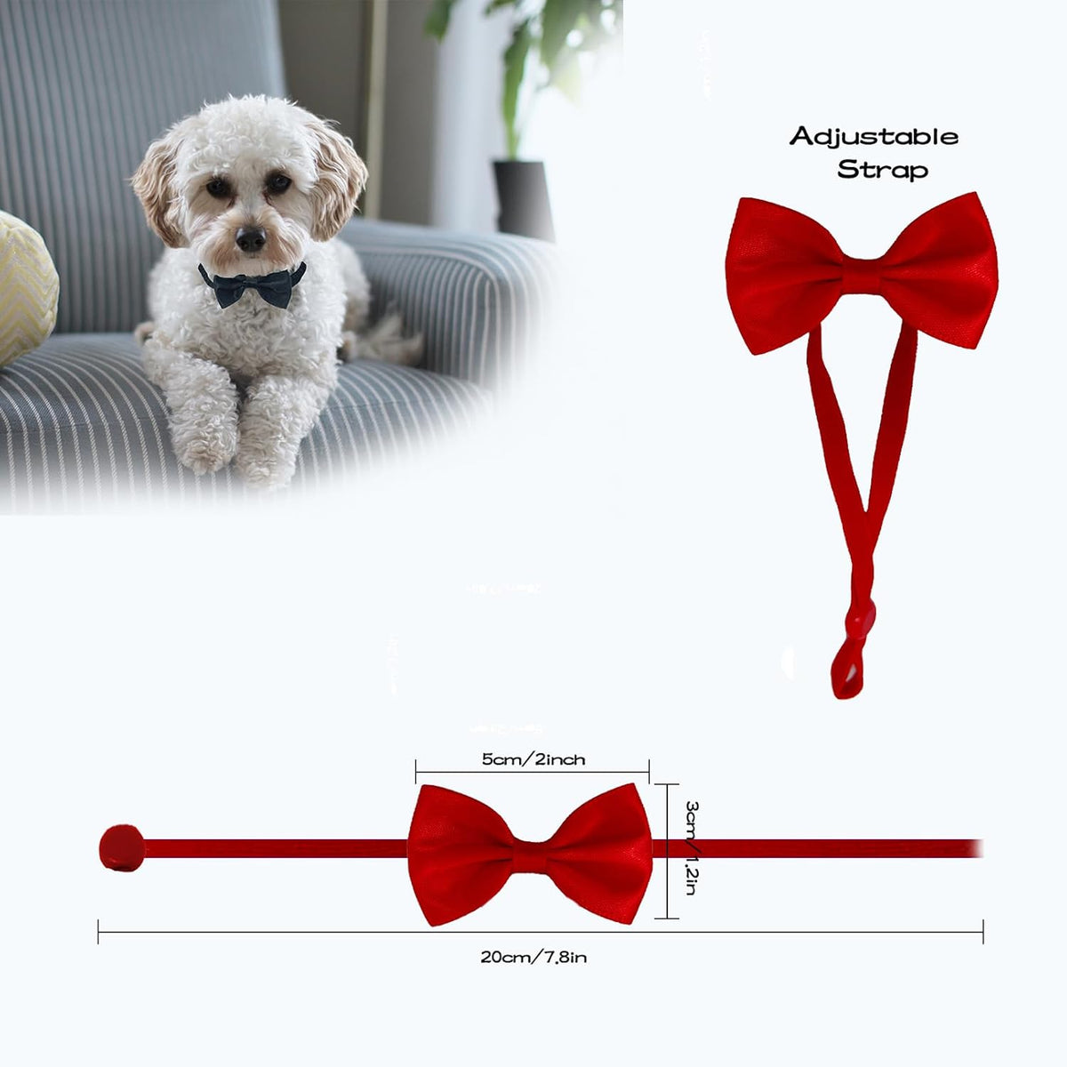 Adjustable mini hats and elastic bow tie collars for chickens and small animals laid out in multi colors.