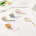 Lightweight synthetic fur mouse toys with string tails for chasing