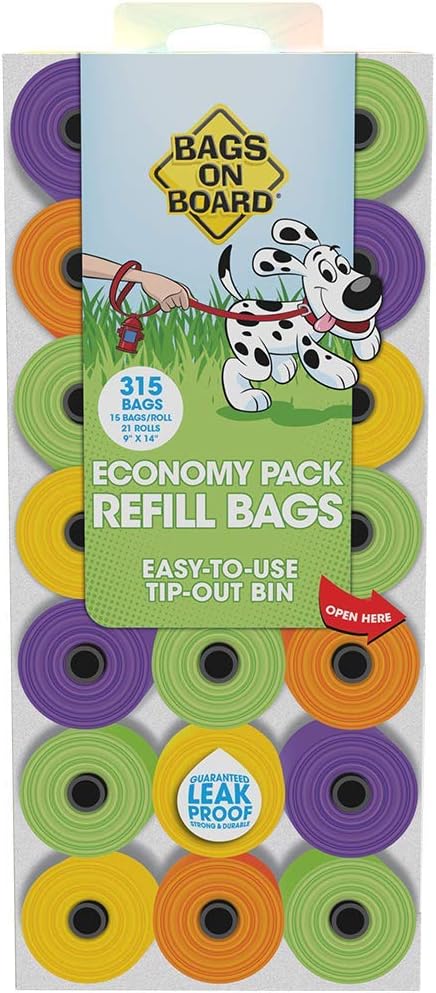 Bags on Board unscented dog waste bags dispenser refill rolls.