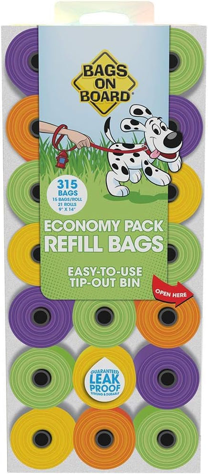 Bags on Board unscented dog waste bags dispenser refill rolls.