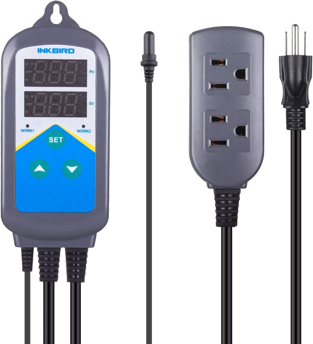 Inkbird temperature controller dual outlets and power plug