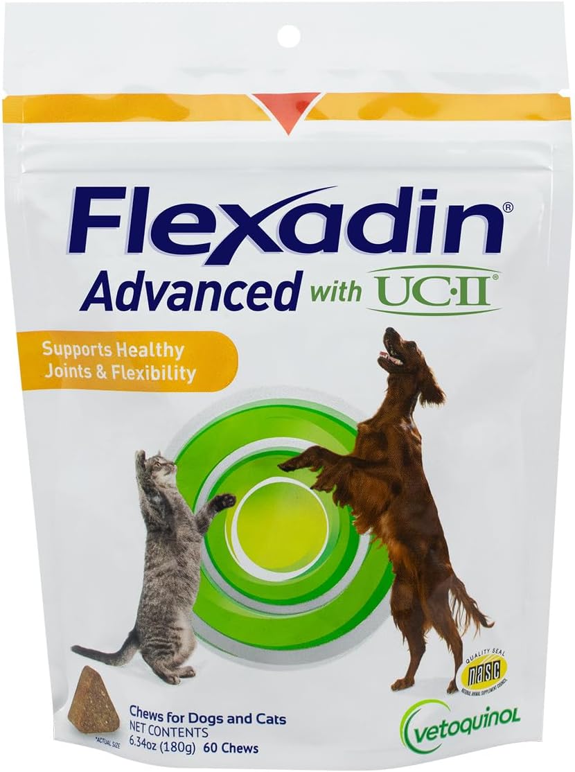 Vetoquinol Flexadin Advanced Hip and Joint Supplement with Undenatured Collagen for Dogs, One Chew a Day Hip and Joint Support Chew for Dogs and Cats, Clinically Proven Vet-Approved Formula, 30 Chews - Image 9