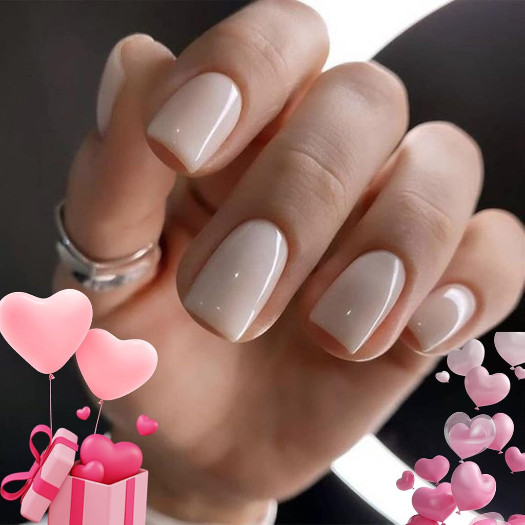 Modelones white short square press on nails set