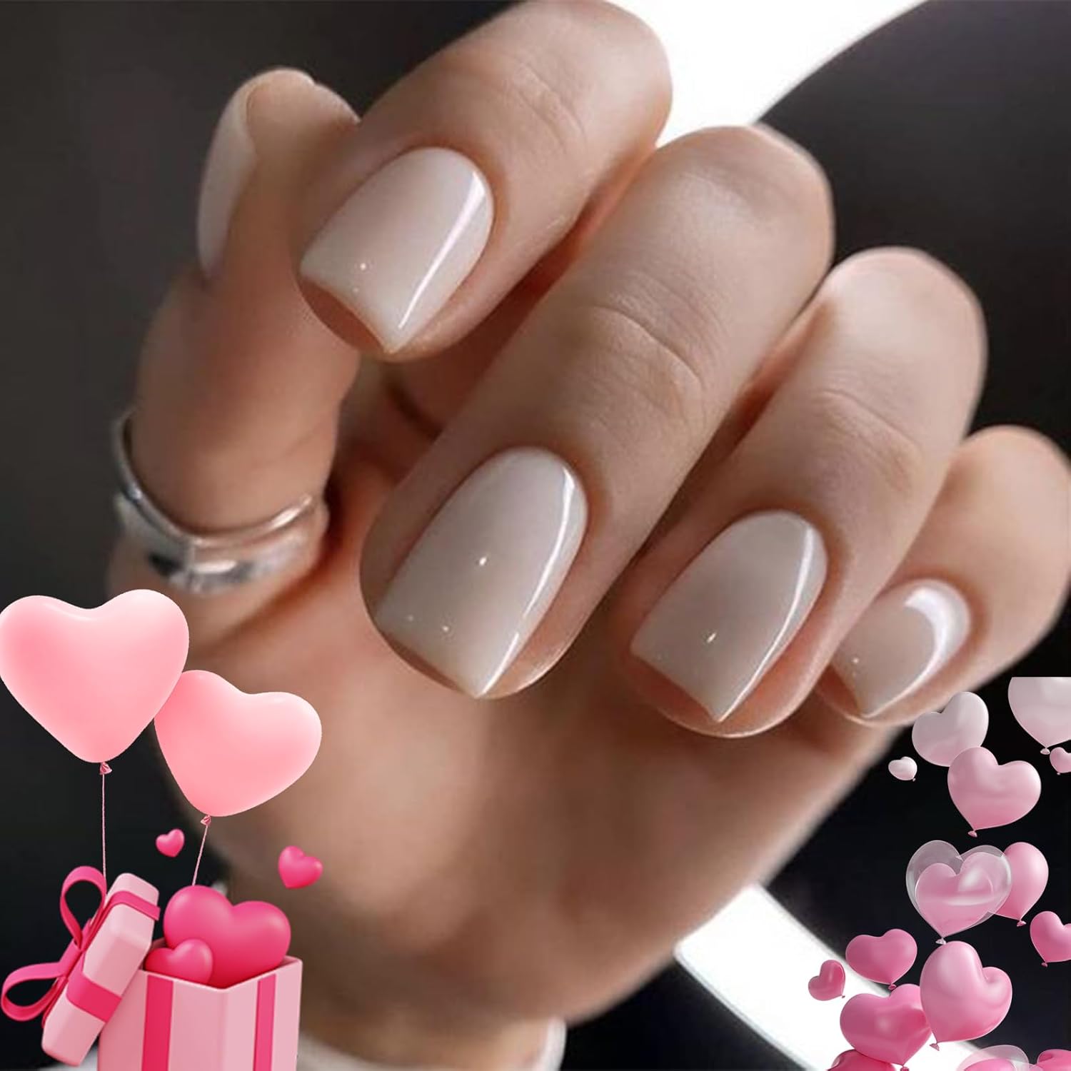 Modelones white short square press on nails set