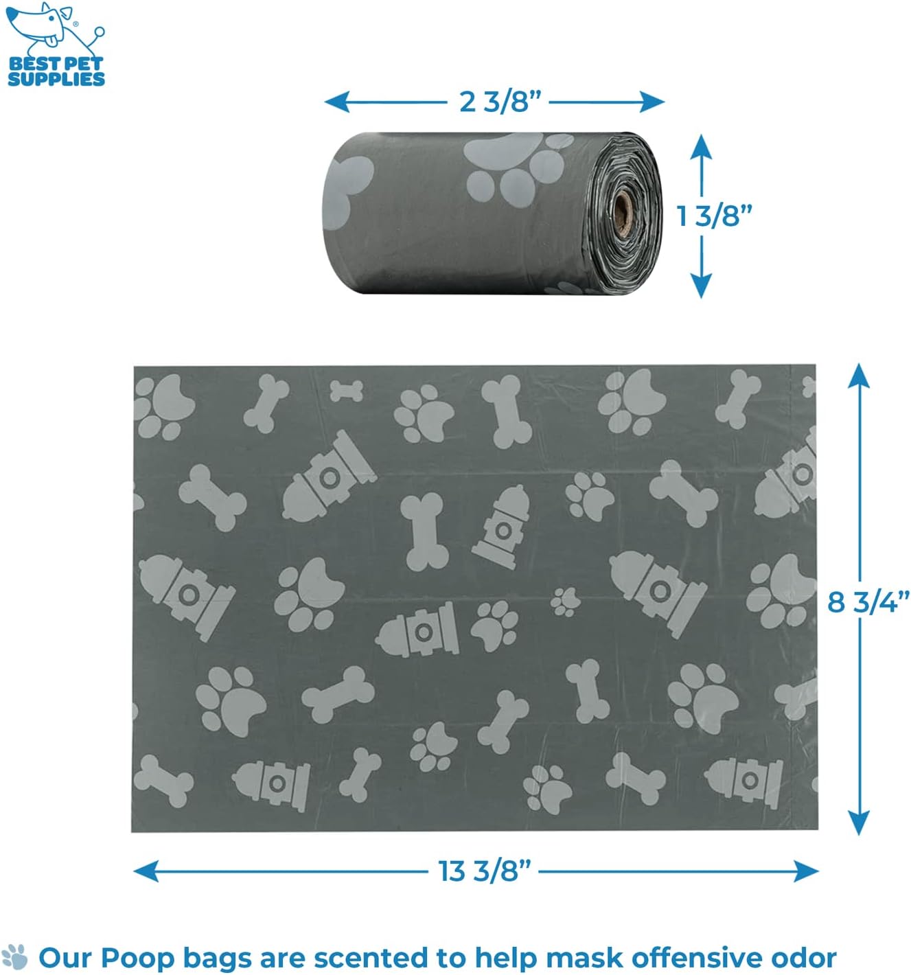 Dog poop bag dispenser capsule showing the scented bag roll refill process.