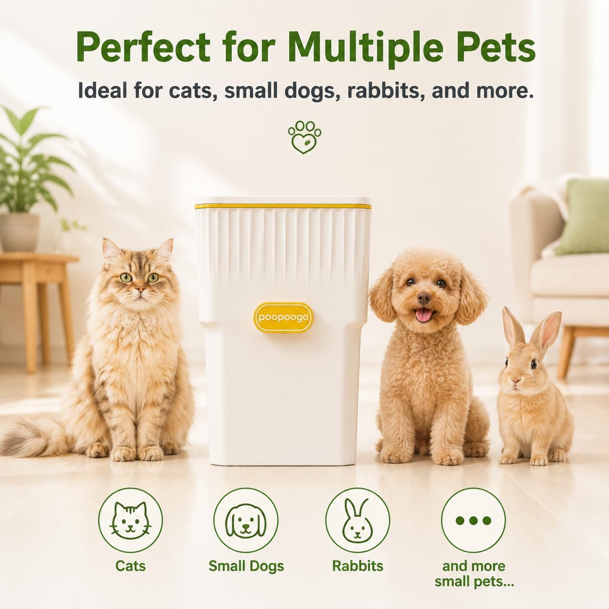 Internal view of sealed cat waste storage container