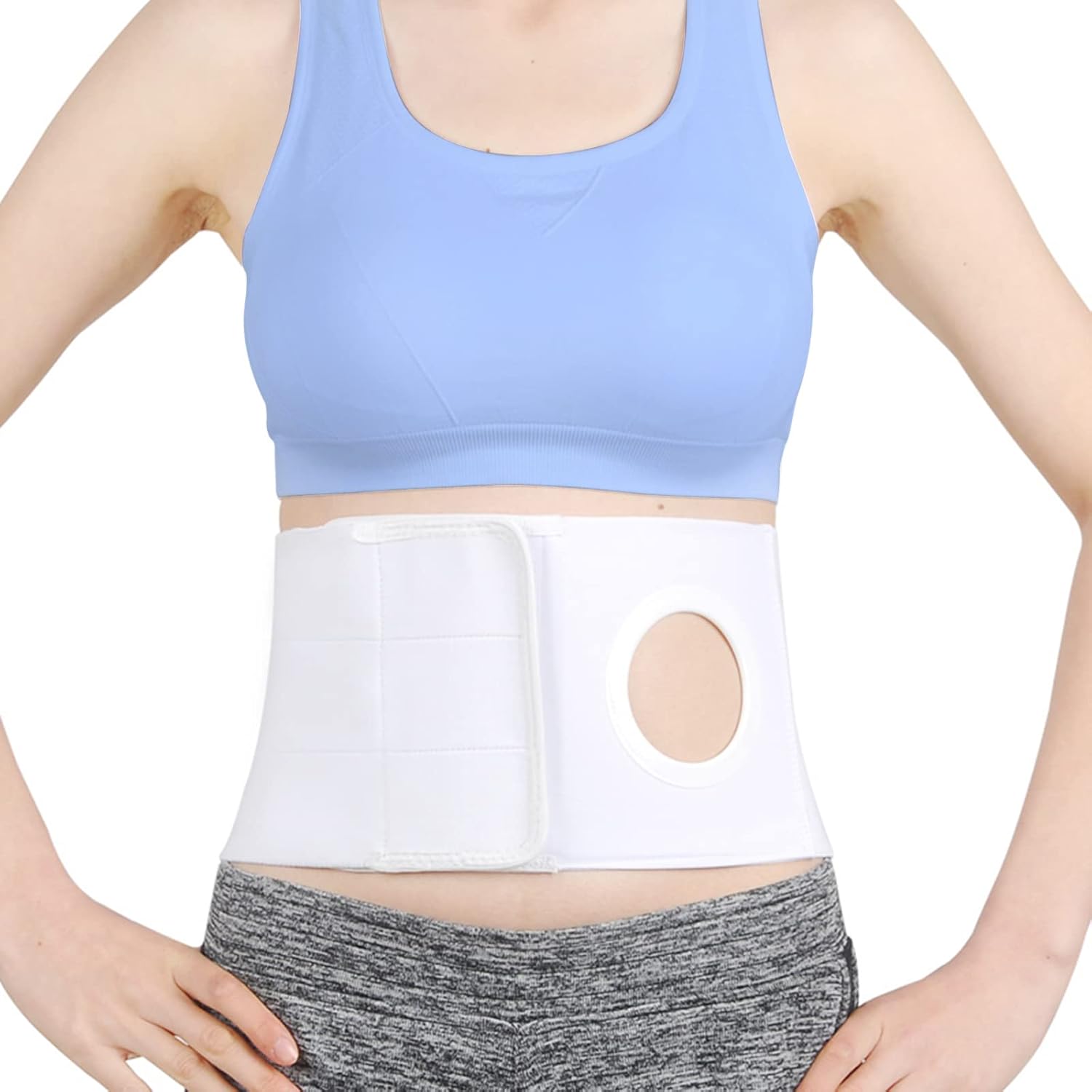 TANDCF Medical Ostomy Hernia Support Belt front view showing circular stoma opening