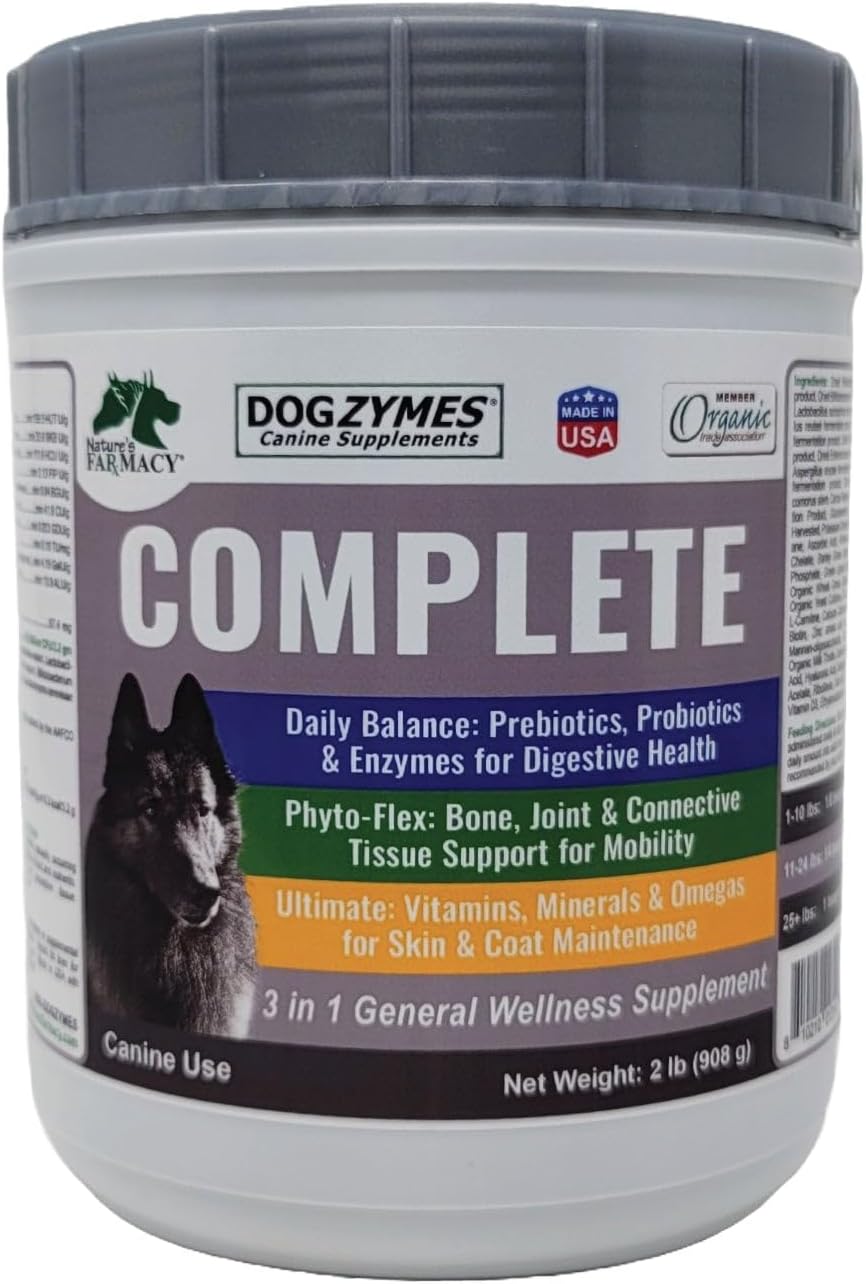 Dogzymes Complete - Probiotics, prebiotics, Glucosamine, Chondroitin, MSM and Hyaluronic Acid, Complete Skin and Coat Care (1 Pound) - Image 9