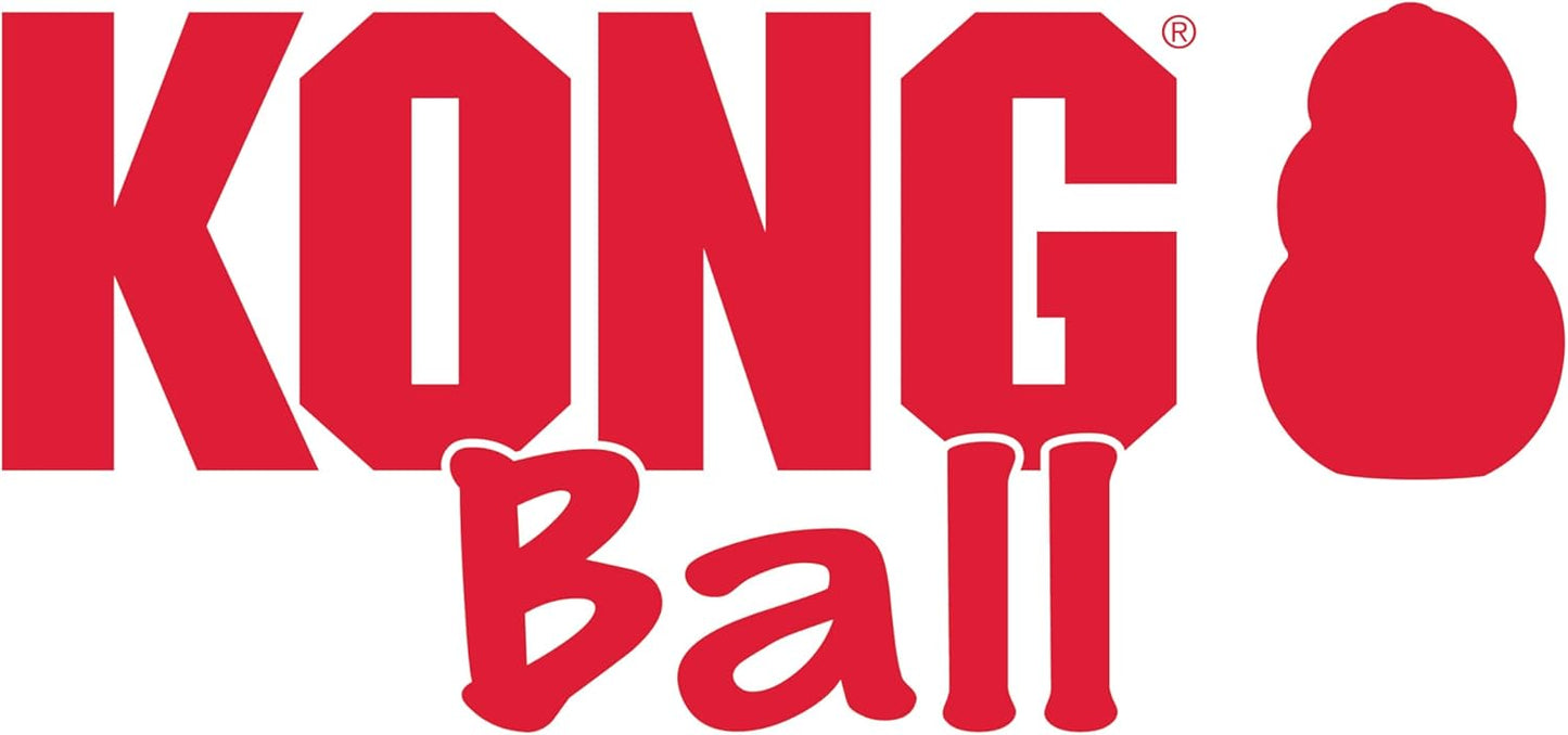 Side profile of Kong dog fetch toy in red rubber