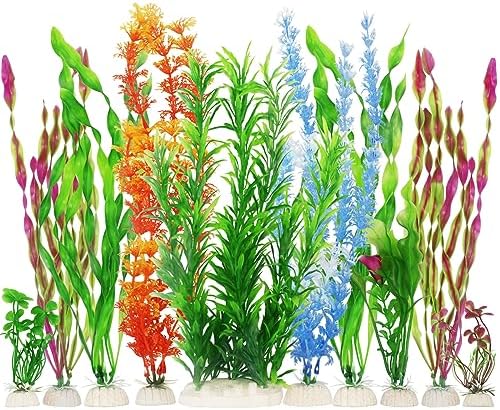 MyLifeUNIT plastic aquarium plants set of 10 assorted colors