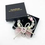 Famthrob decorative cat collar with luxury faux pearls and sparkling rhinestone centerpiece.