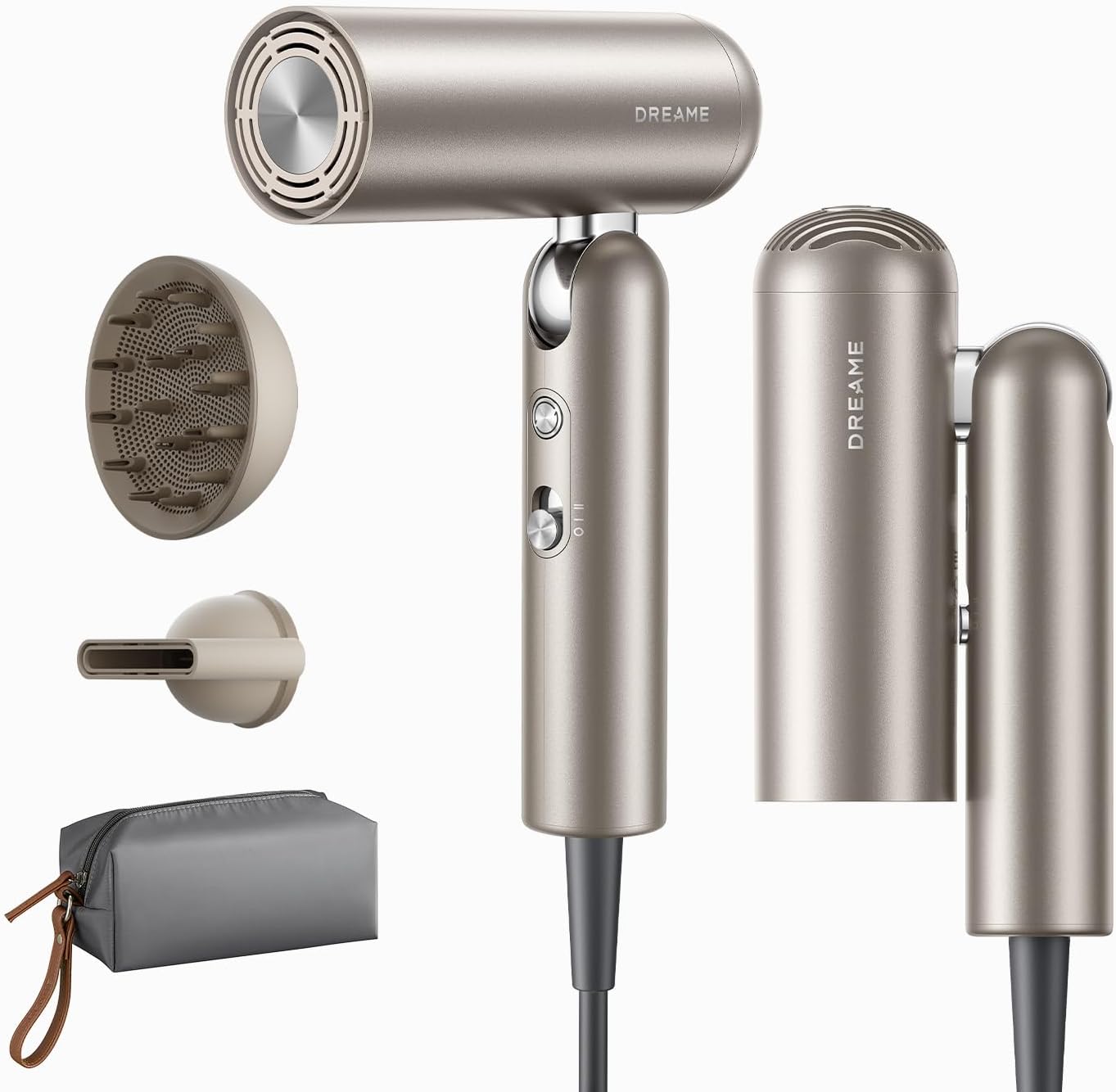 Dreame Pocket Pro hair dryer in titanium gold color