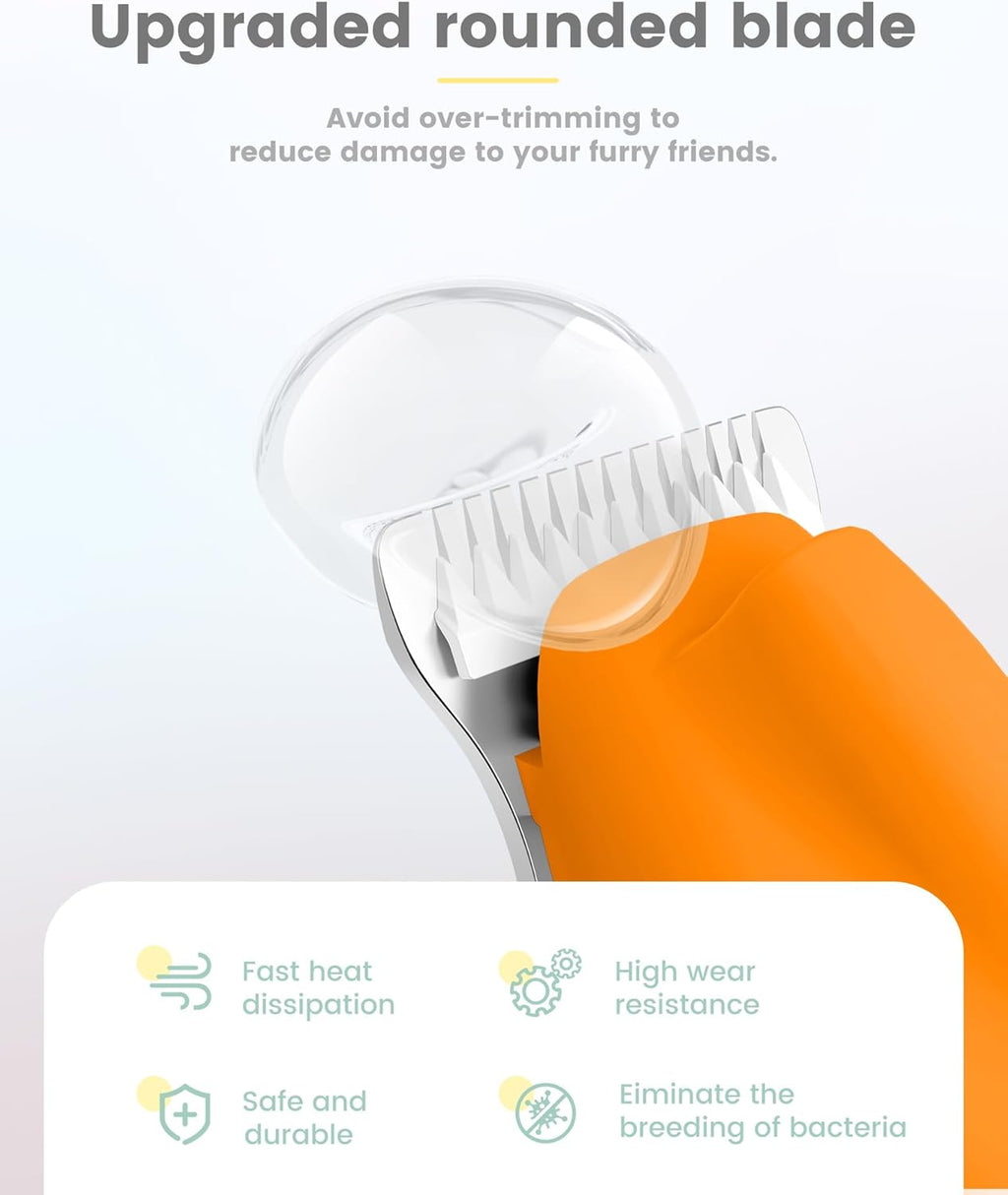 PAPMINI pet grooming kit showing USB Type C charging port and 1200 mAh battery indicator