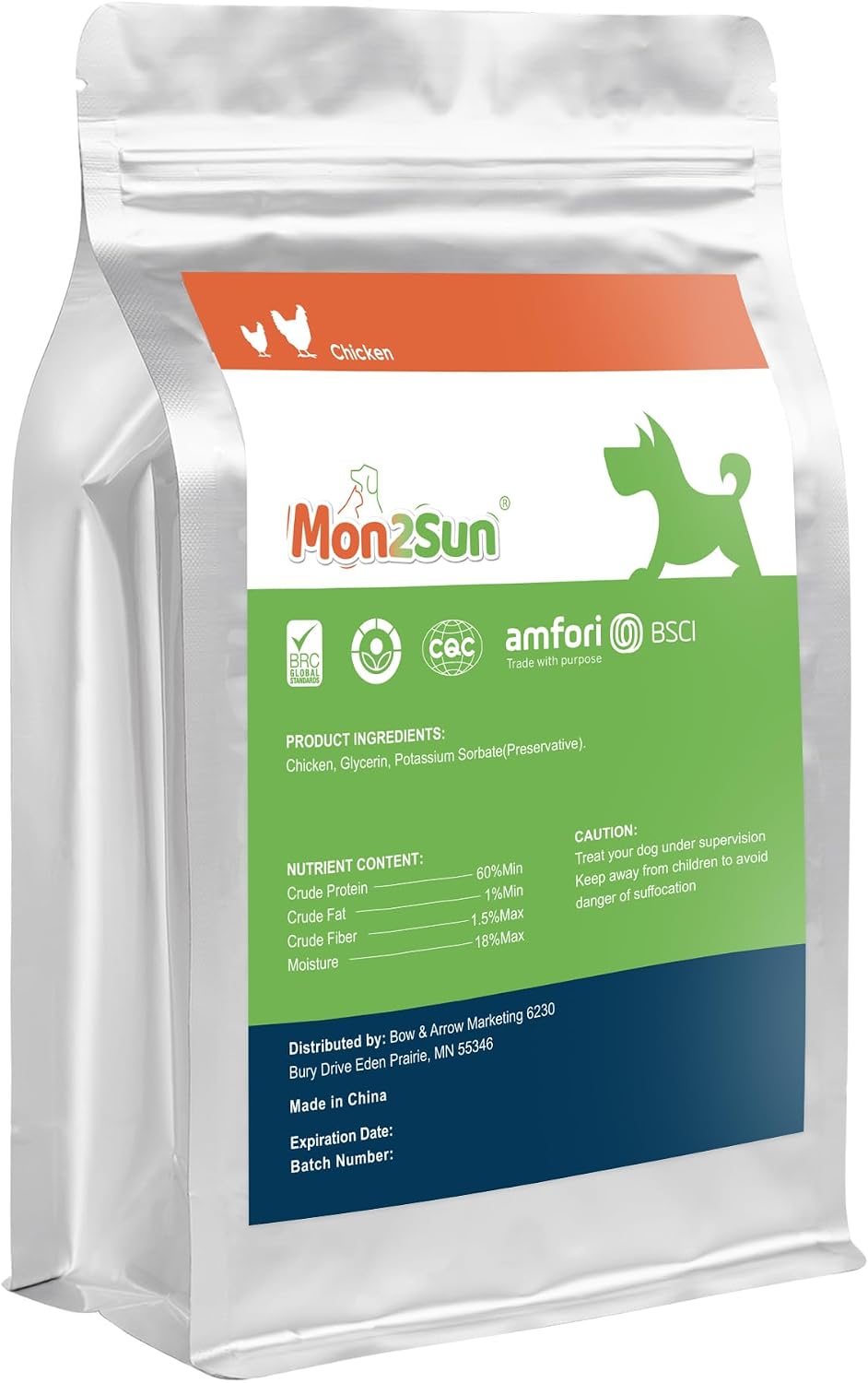 MON2SUN Chicken Jerky Dog Treats - Grain Free High Protein Chicken Strips for Small & Medium Dogs, Natural Training Treats & Healthy Rewards, Easy to Digest, 17.64 oz (Pack of 1) - Image 9