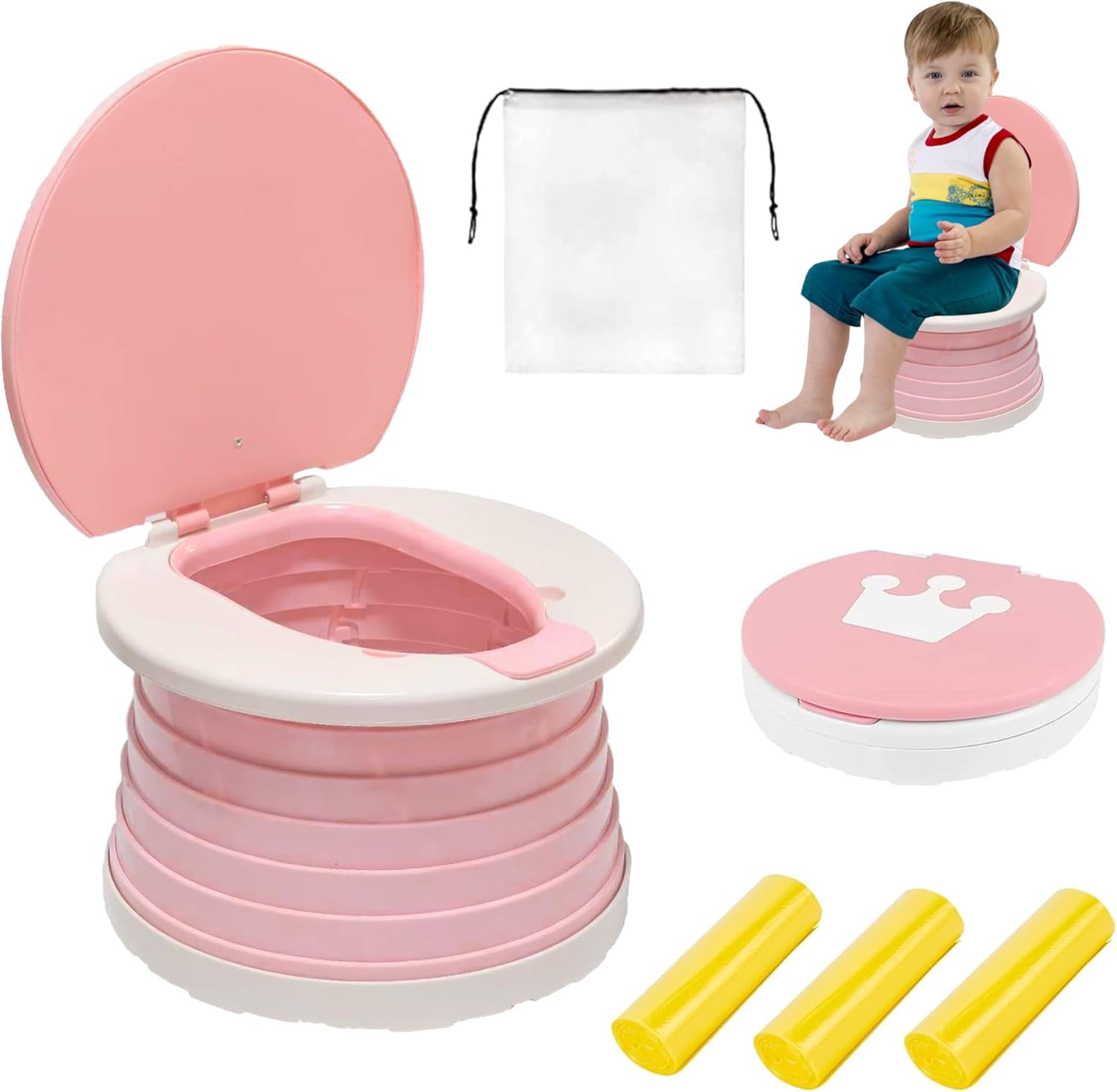 SunnySmile portable foldable potty seat pink front view