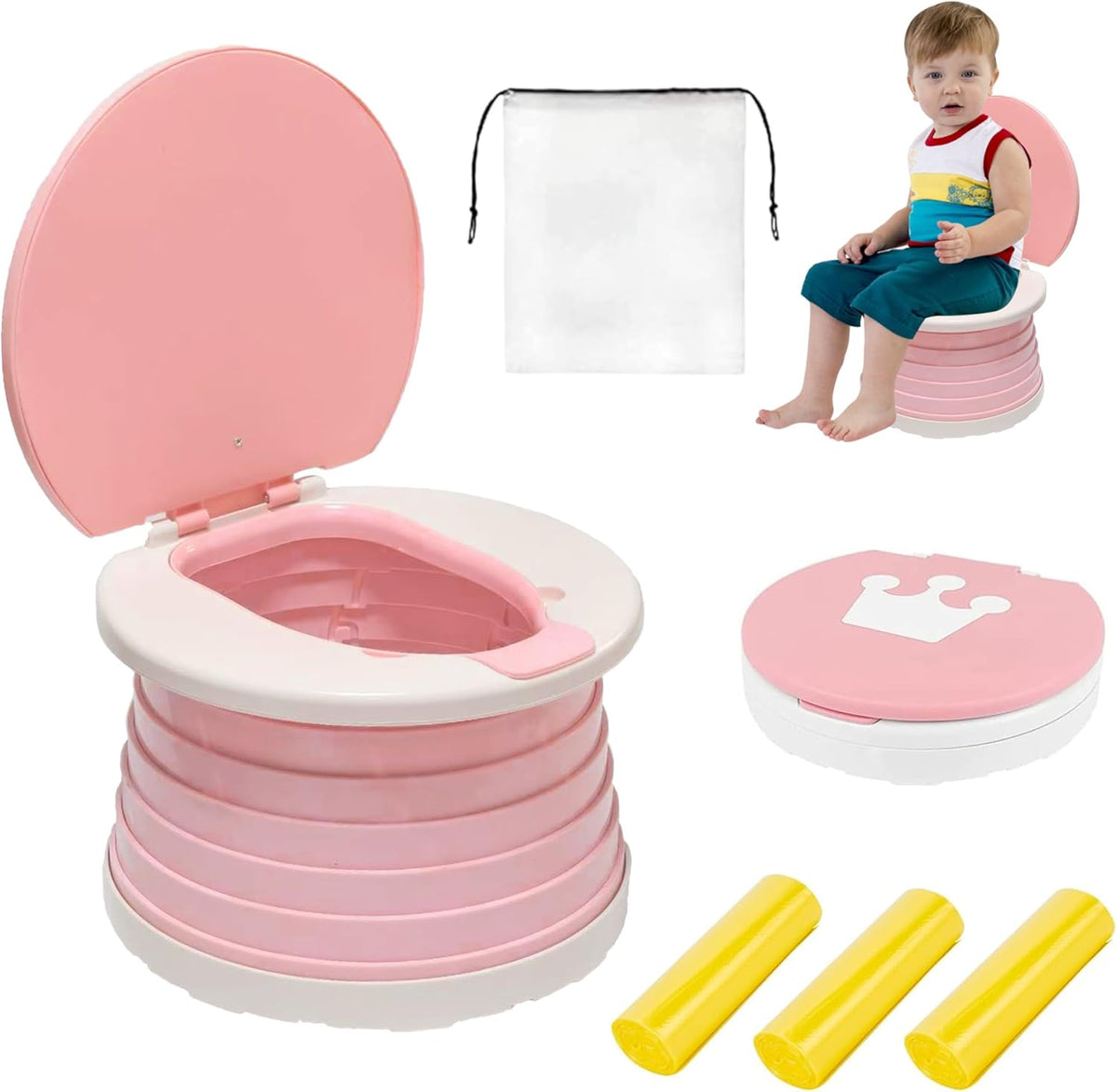 SunnySmile portable foldable potty seat pink front view