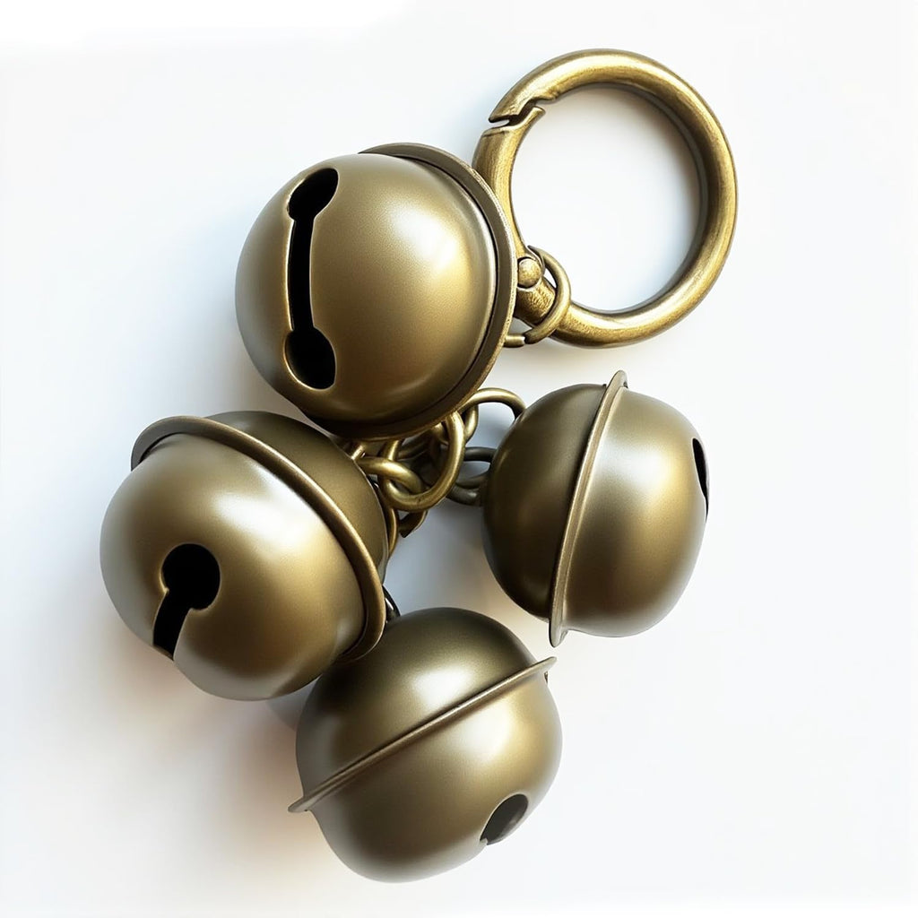 AYECEHI eight pieces pet bells for collar showing detailed brass construction