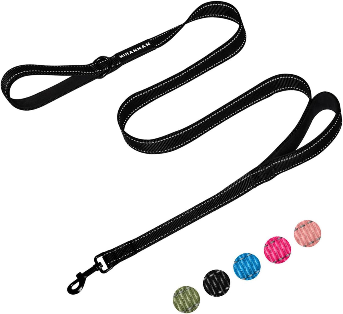 Reflective 6 FT Dog Leash, Premium Traditional Style Puppy Leash with Easy to Use Collar Hook for Small, Medium, and Large Breed Puppies (Black, 3/4 in x 6 ft) - Image 14