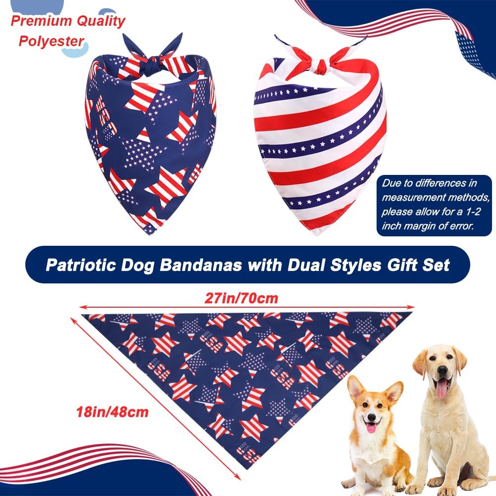 SZEE American flag dog scarf showing reversible stars and stripes patterns.